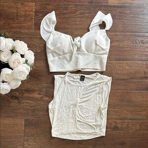 Bundle of Women's White Crop Tops SHEIN XS | White Crop Tops | White Tank Top